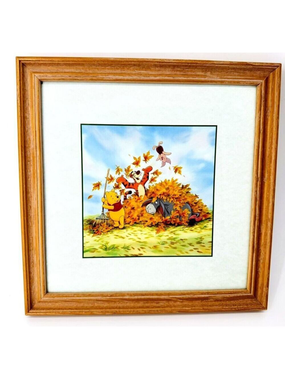 Vintage Disney Winnie The Pooh Autumn Fall Framed Print Eeyore Piglet Tigger